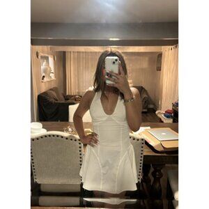 FREE PEOPLE Eye Catching Mini Dress in Ivory Size Medium